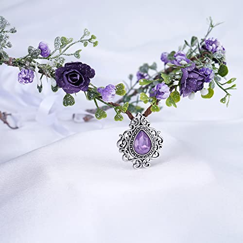 MOSTORY Purple Flower Headpiece - Fairy Floral Crown for Women Girls