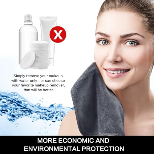 SINLAND Microfiber Facial Cloths 6 Pack Grey 12x12 Inch