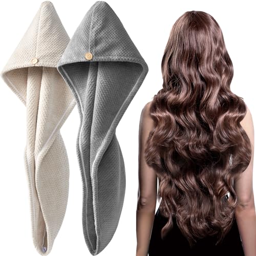 YFONG 2 Pack Thick Microfiber Hair Towel Wrap