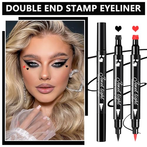 2PCS Red Black Heart Stamp Eyeliner for Costume Makeup
