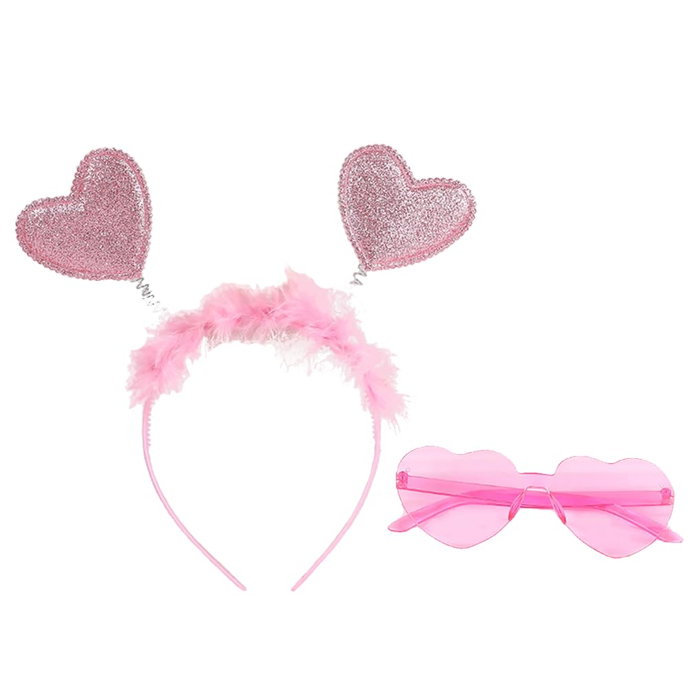 Pink Heart Headband with Sunglasses for Valentines Party