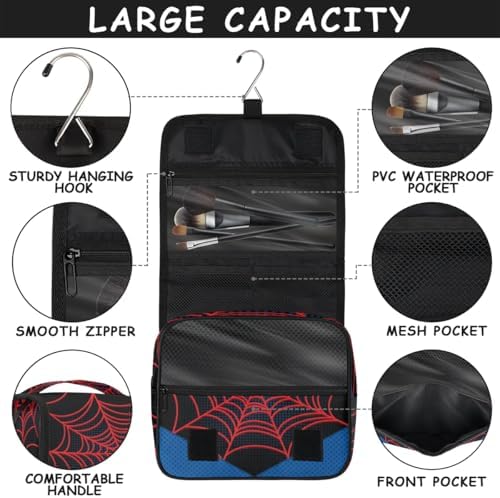 Travel Toiletry Bag for Men Black Spider Web Design