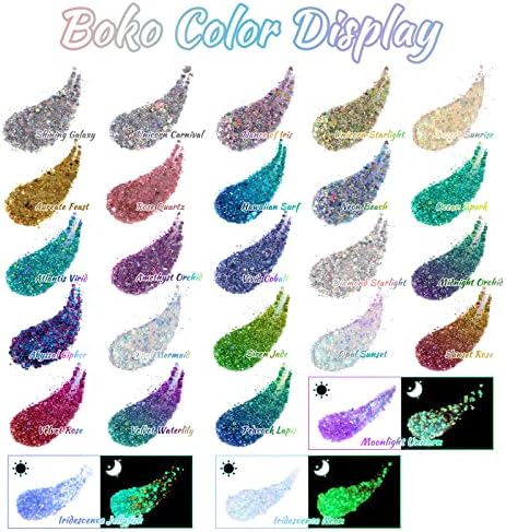 Boko Body Glitter Gel Green 176oz Chameleon Sequins