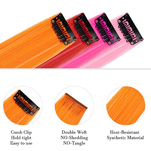 YaFex 12 Pcs Rainbow Clip In Hair Extensions