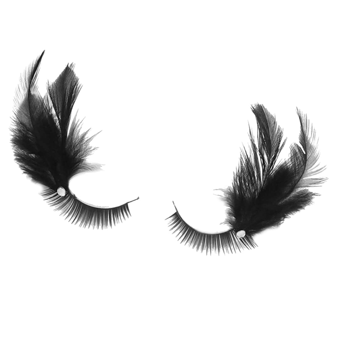 Tsangbaby Black Feather False Eyelashes for Halloween Cosplay