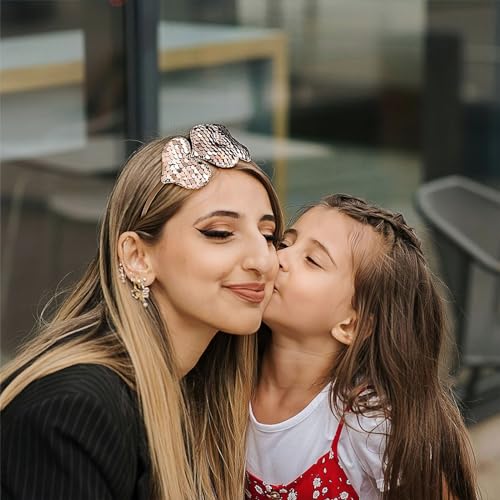 Gold Sequins Heart Headband for Women Girls Kids