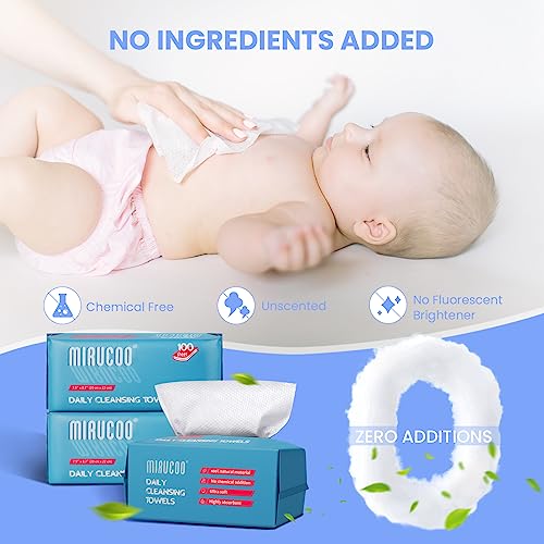 MIRUCOO 100 Sheet Organic Viscose Facial Towels