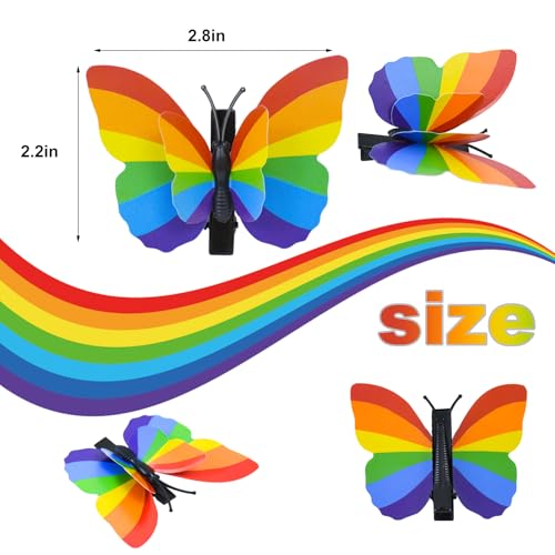 24 Pcs Pride Rainbow Butterfly Hair Clips for Gay Pride Day Events