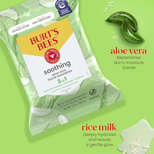 Burts Bees Aloe Vera Face Wipes 30 Ct 3-Pack 1