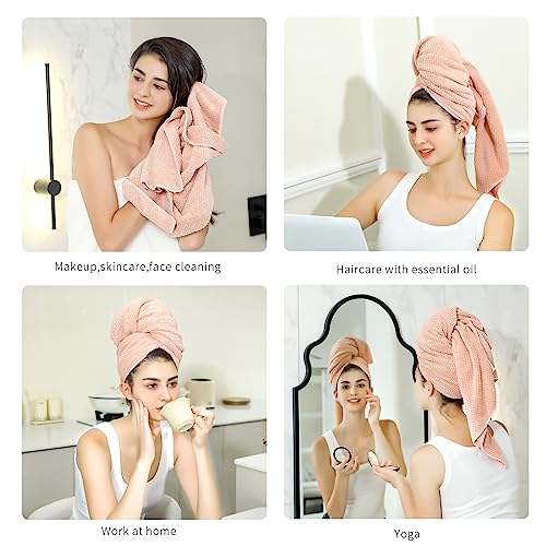 Laojbaba Microfiber Hair Towel 20X40inch Lotus Root Pink