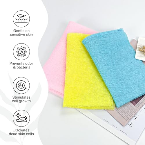 Yiclick Exfoliating Washcloth 3 Pack for Body Scrubbing
