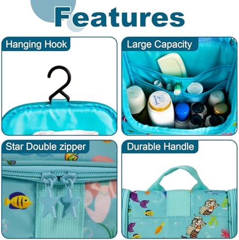 Cute Cartoon Hanging Kids Toiletry Bag Mermaid