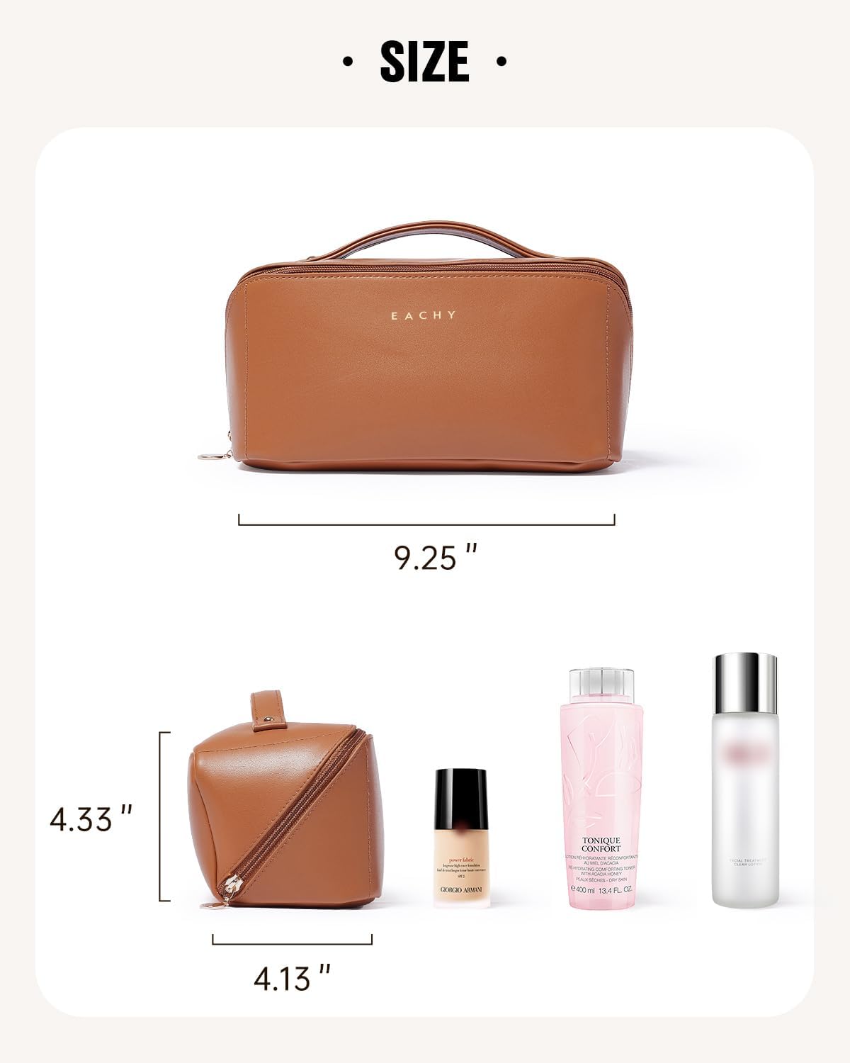 EACHY Large Capacity Waterproof Makeup Bag with Divider and Handle