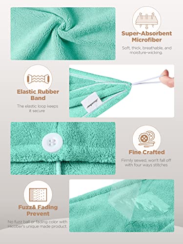 Hicober Microfiber Hair Towel Wrap - Purple Green Grey Pack of 3