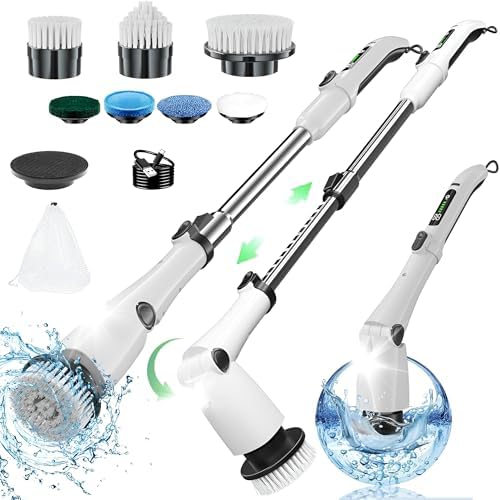 Livem Electric Spin Scrubber with 3 Speed and 7 Replaceable Brushes
