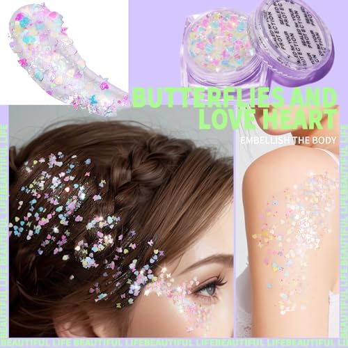 Teenitor 6 Shapes Body Glitter Gel Set