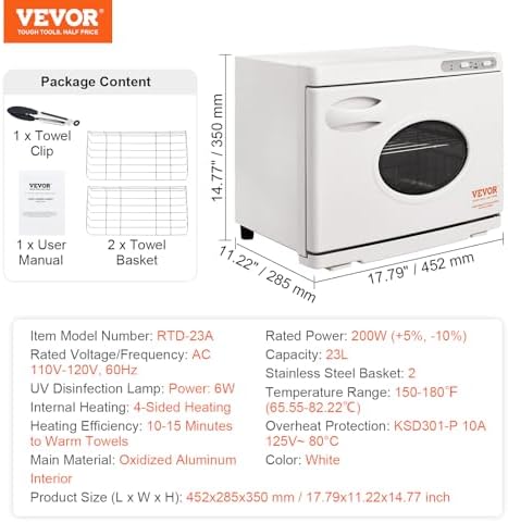 VEVOR 23L Hot Towel Warmer with UV Light