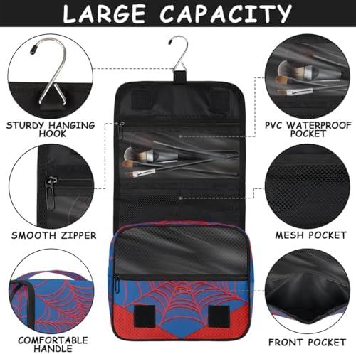 Blue Spider Web Travel Toiletry Bag for Boys Men