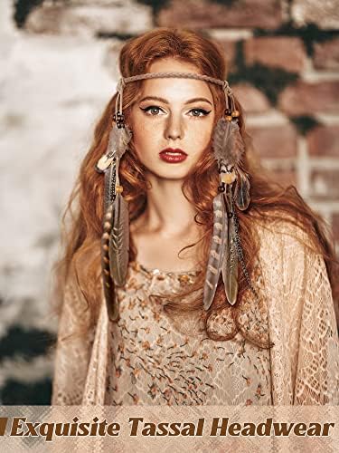 XunYee Feather Headband for Women - Hippie Costume Accessory