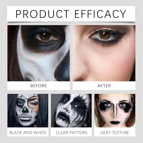 Halloween Face Paint Kit - Black White Full Coverage Cosplay Makeup