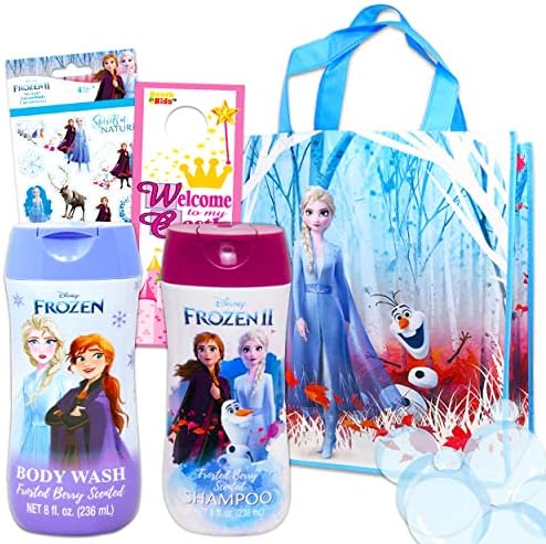 Disney Frozen Bath Accessories Set with Shampoo Body Wash Tote Stickers