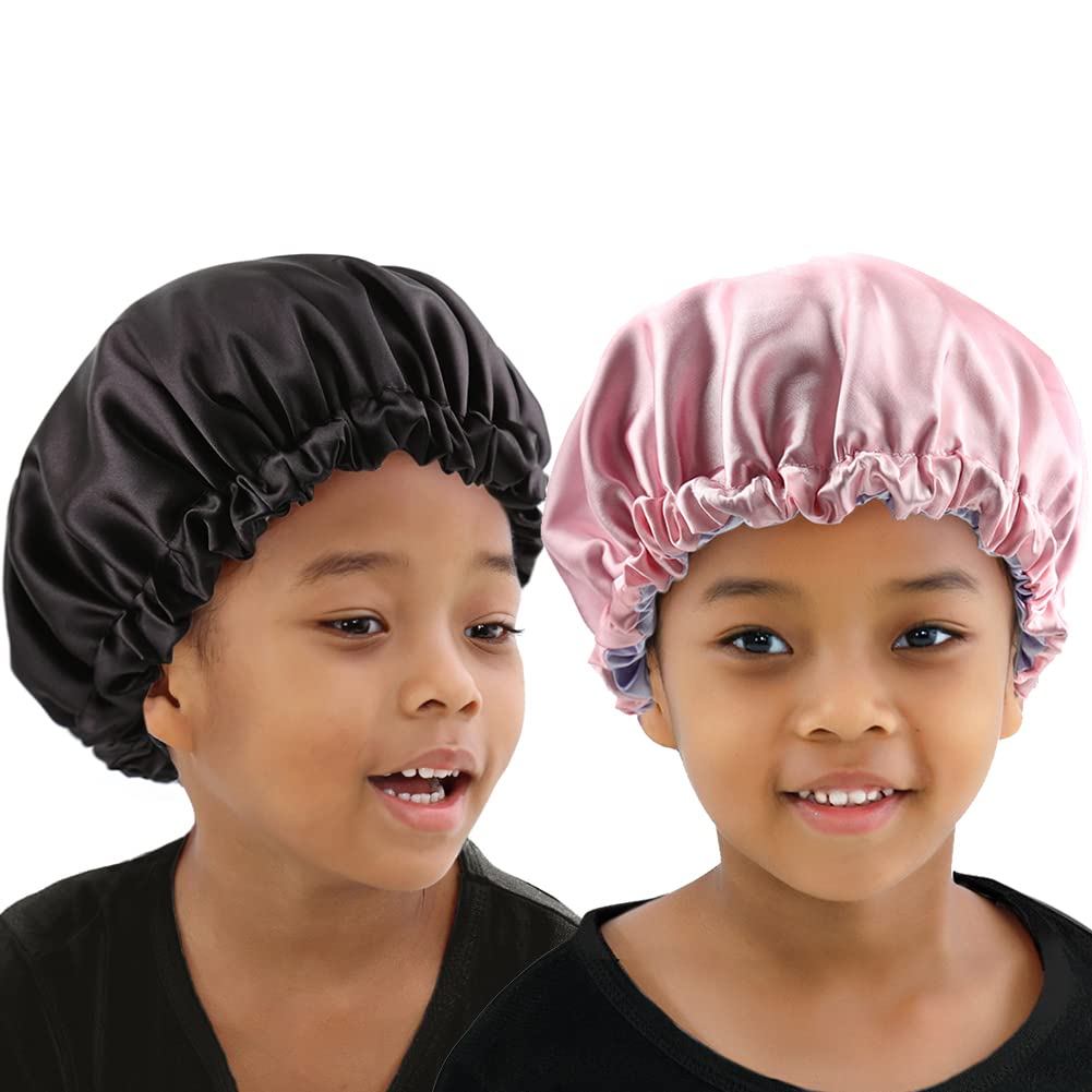 ELIHAIR 2pc Satin Bonnet for Kids Natural Hair