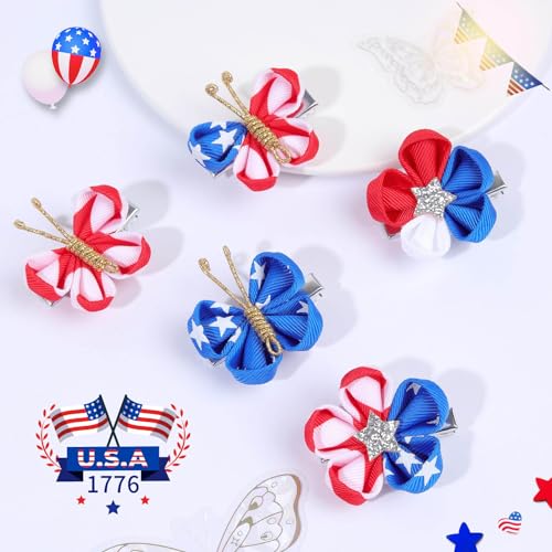 10PCS 4th of July Butterfly Hair Clips with Alligator Clips