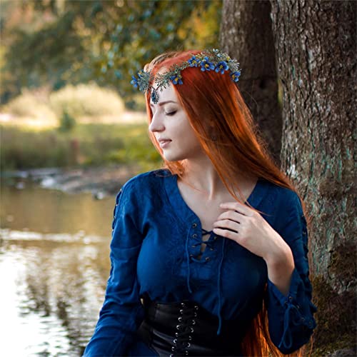 MOSTORY Fairy Flower Crown with Crystal Tiara for Women Girls Bridal Headband
