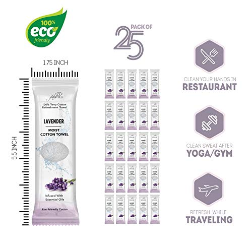 FABBPRO Oshibori Moist Terry Cotton Towels 50 Pack - Lemon Lavender Scented