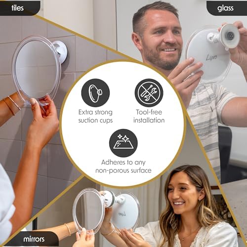 Luxo Shaving Mirror with Razor Holder and Suction Cup