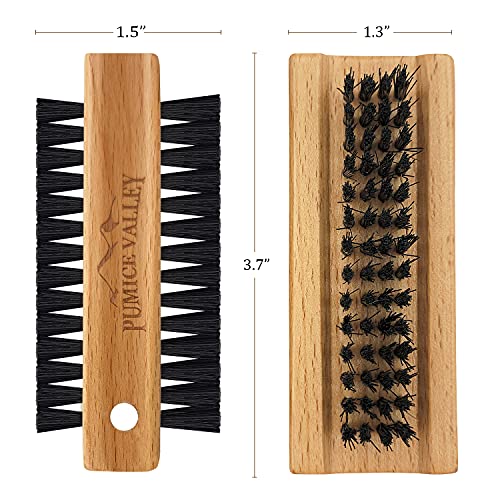 Wooden Nail Brush with Charcoal Bristles - Double-Sided for Fingernails Toes