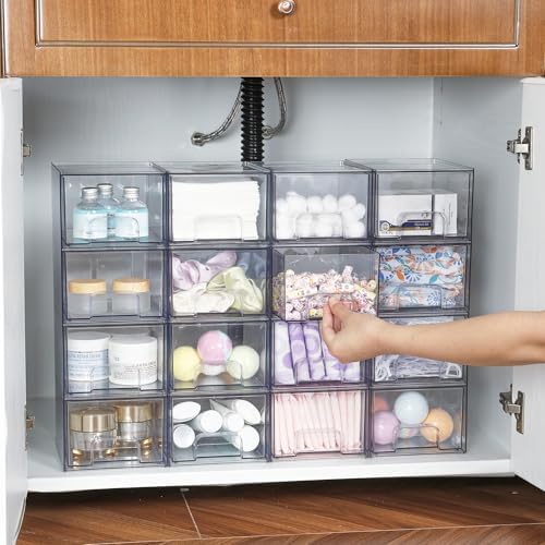 Vtopmart 2 Pack Stackable Clear Storage Drawers