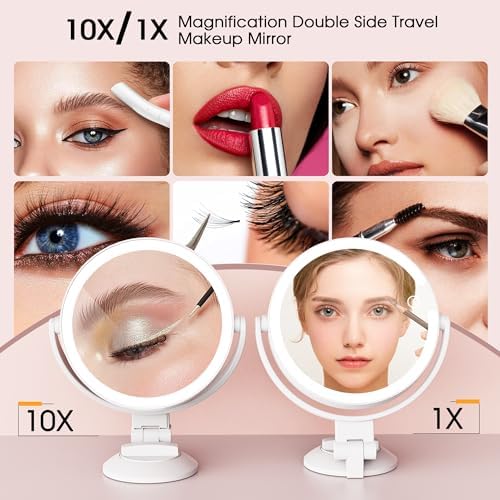 Horyliin 10X1X Makeup Mirror with Lights and Magnification