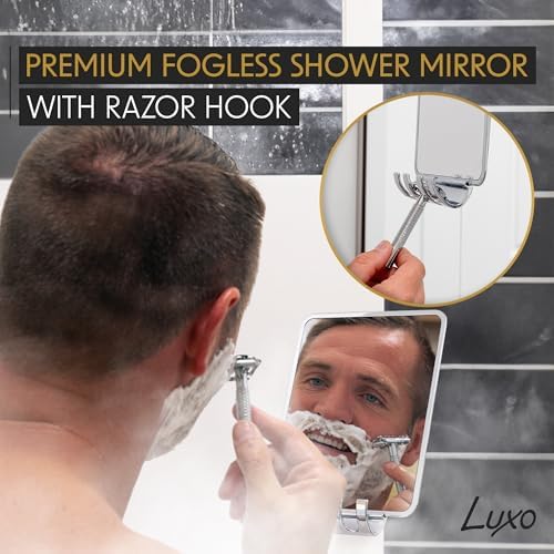 Luxo Shower Mirror with Suction and Razor Holder