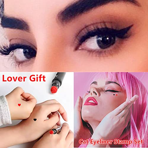 Go Ho 2PCS Waterproof Liquid Eyeliner Stamps Black Red Heart Design