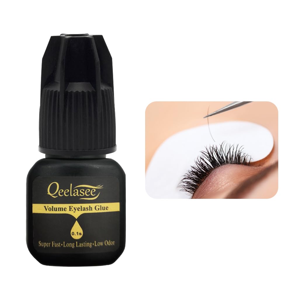 Qeelasee Black Glue for Eyelash Extensions Fast Drying Adhesive