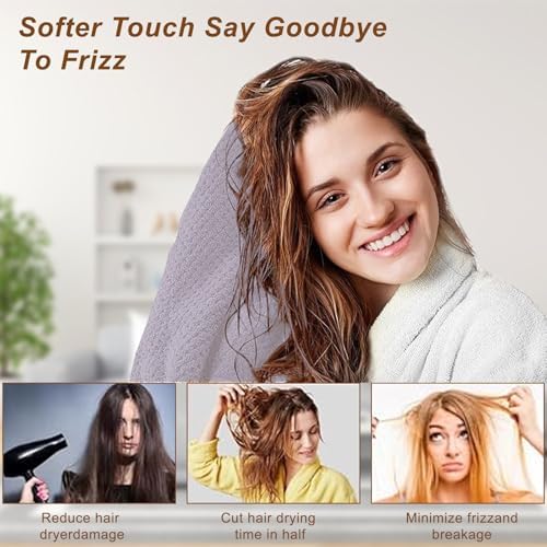 Kldnkig Microfiber Hair Towel Wrap 3 Pack Gray