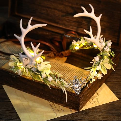 MOSTORY Light Up Antler Crown for Women