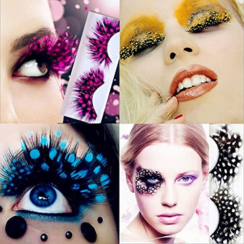 MIPPER Feather False Eyelashes with Rose Red Spot