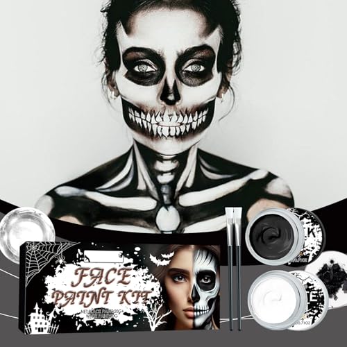 Halloween Face Paint Kit - Black White Full Coverage Cosplay Makeup