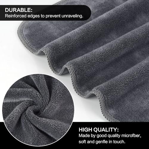 SINLAND Microfiber Facial Cloths 6 Pack Grey 12x12 Inch