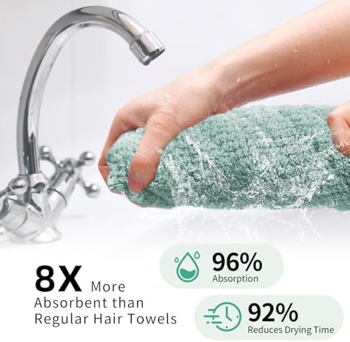2 Pack Extra Large Microfiber Hair Towel Wrap for Women - Green