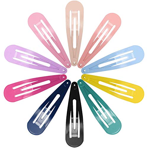 Funtopia 40 Pcs Snap Hair Clips No Slip Metal