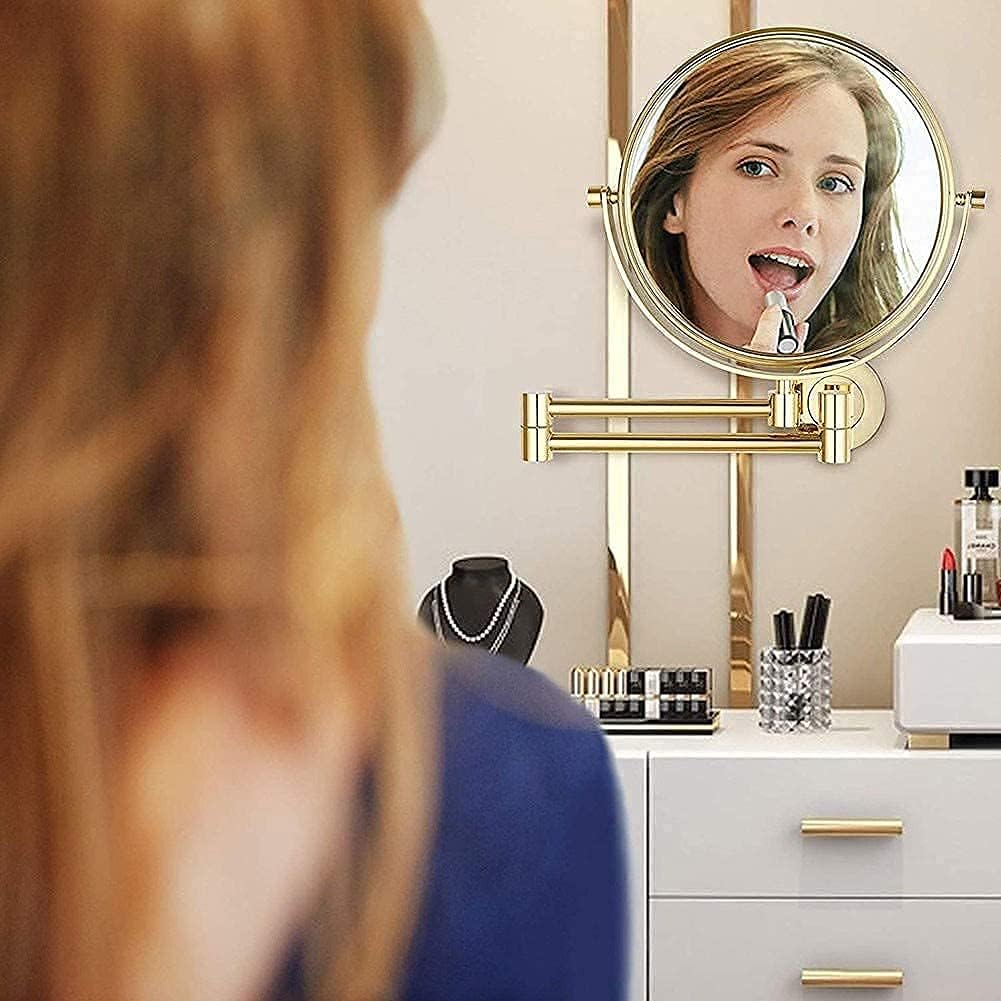 LCARY Wall Mirror with 10X Magnification Gold 1