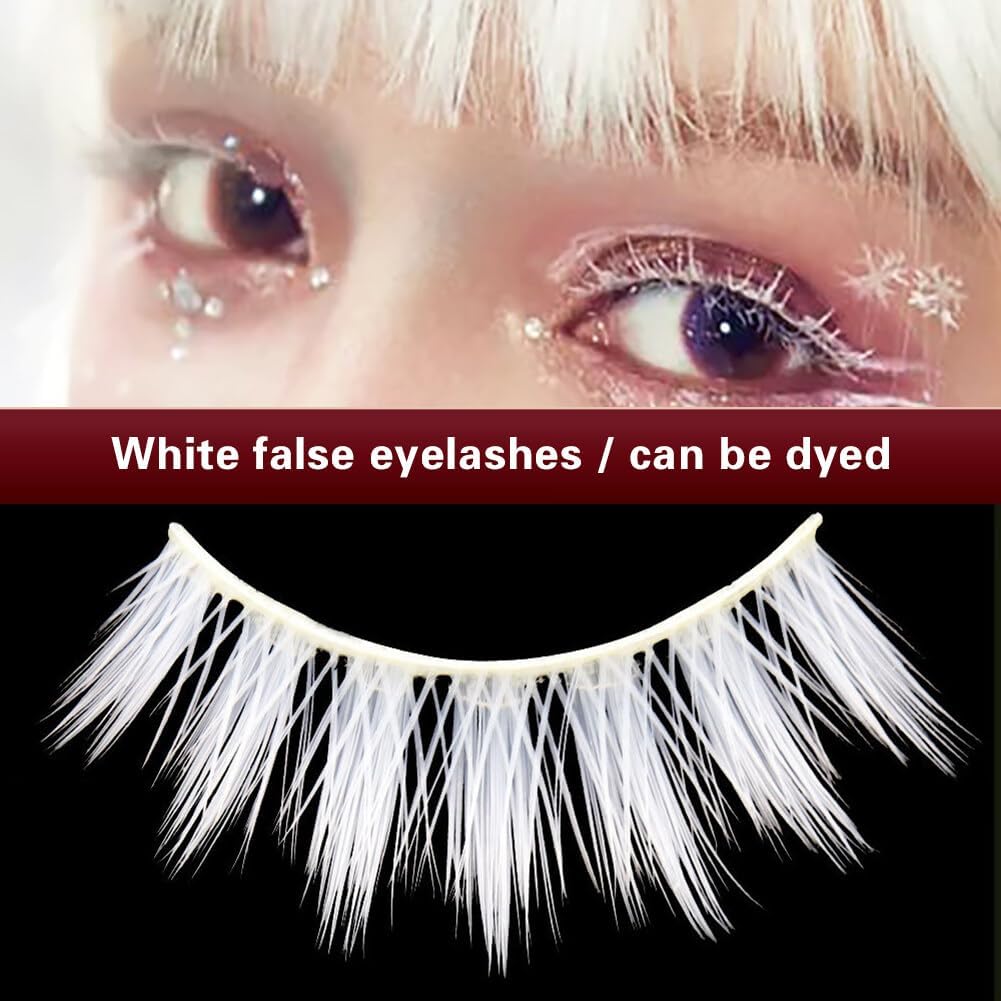 ikasus Halloween White False Eyelashes - Natural Long and Reusable