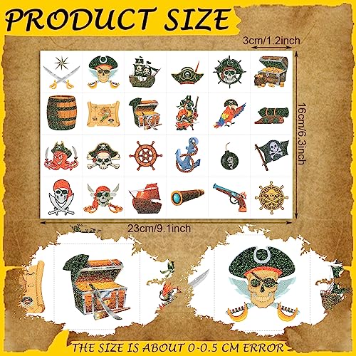 Landhoow Pirate Glitter Temporary Tattoos 240 Pcs