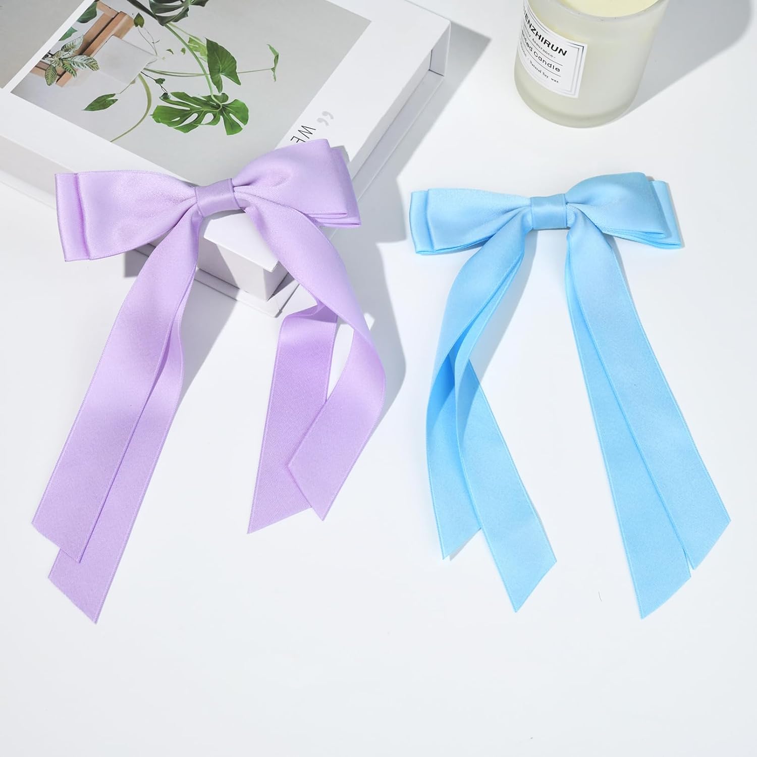 Aileam 2PCS Silky Satin Hair Bows for Girls and Toddlers