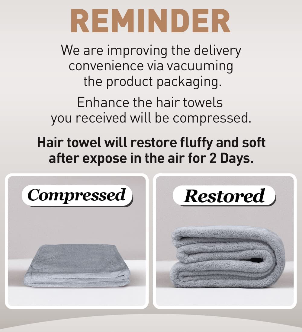 Hicober Microfiber Hair Towel Set 3-Pack Anti-Frizz Drying Wrap