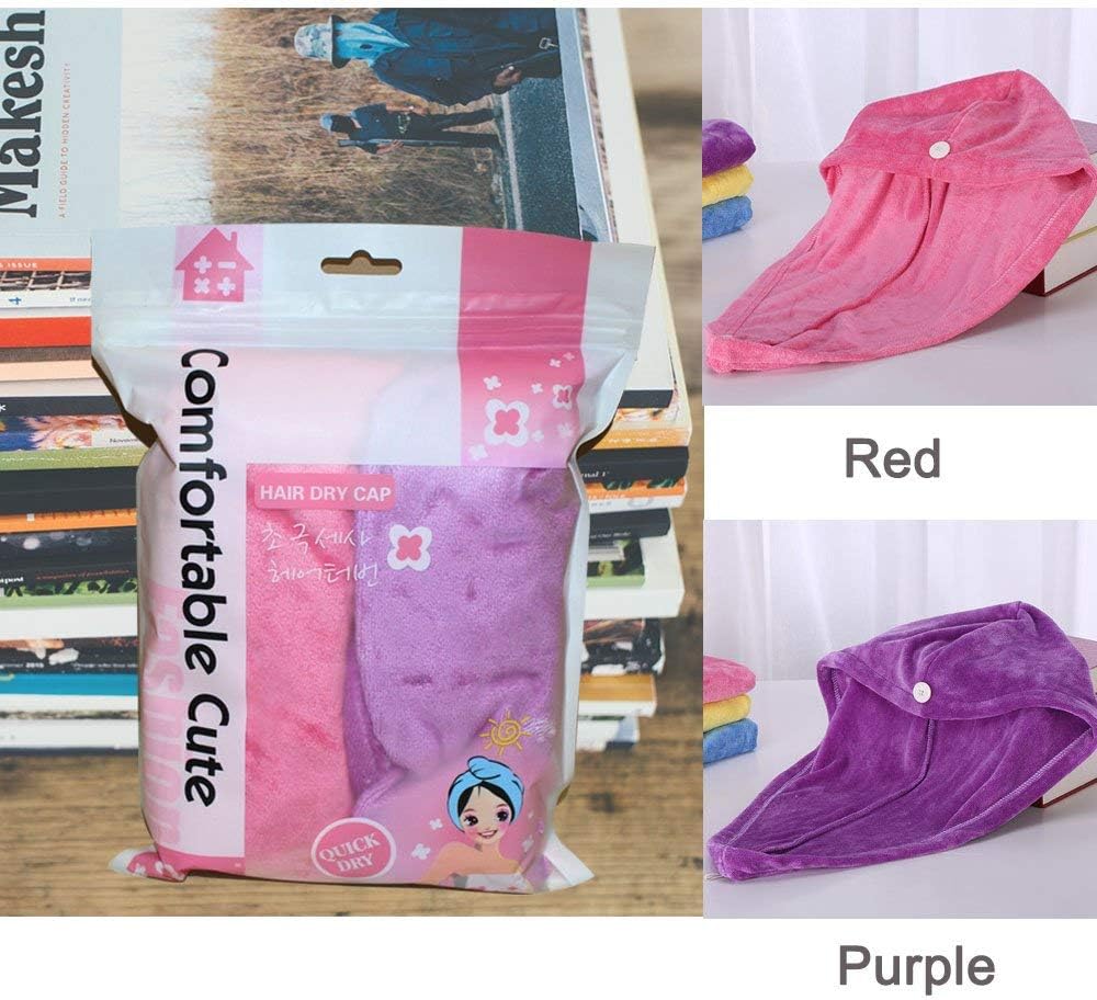 ADOGO Microfiber Hair Towel 2-Pack - Pink Purple
