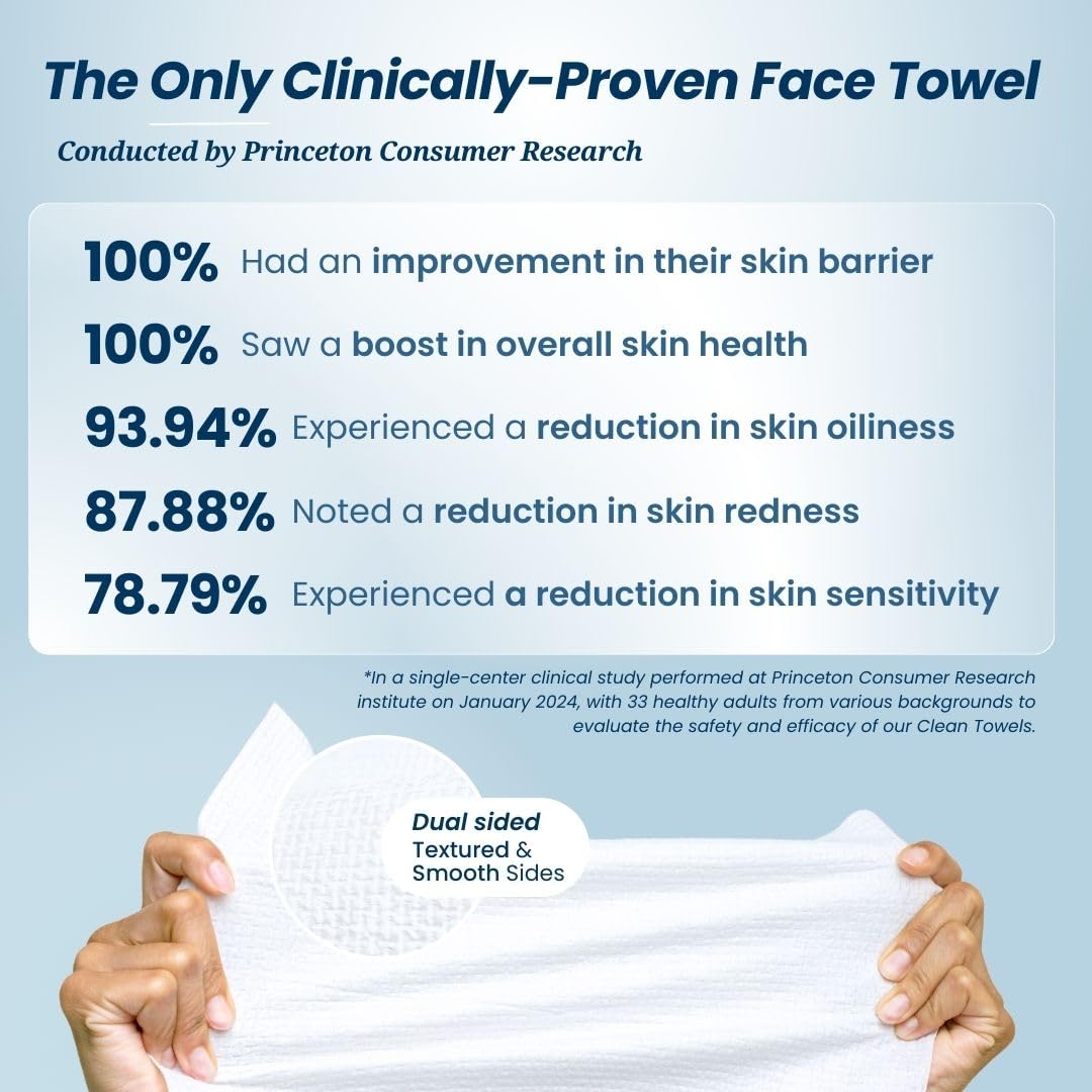 Clean Skin Club XL Face Towels 100 Biobased 50 Ct